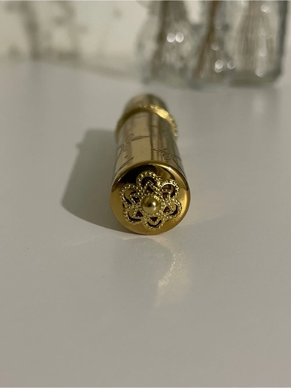 Vintage Revlon 501 Gold Floral Engraved Lipstick Tube - EMPTY